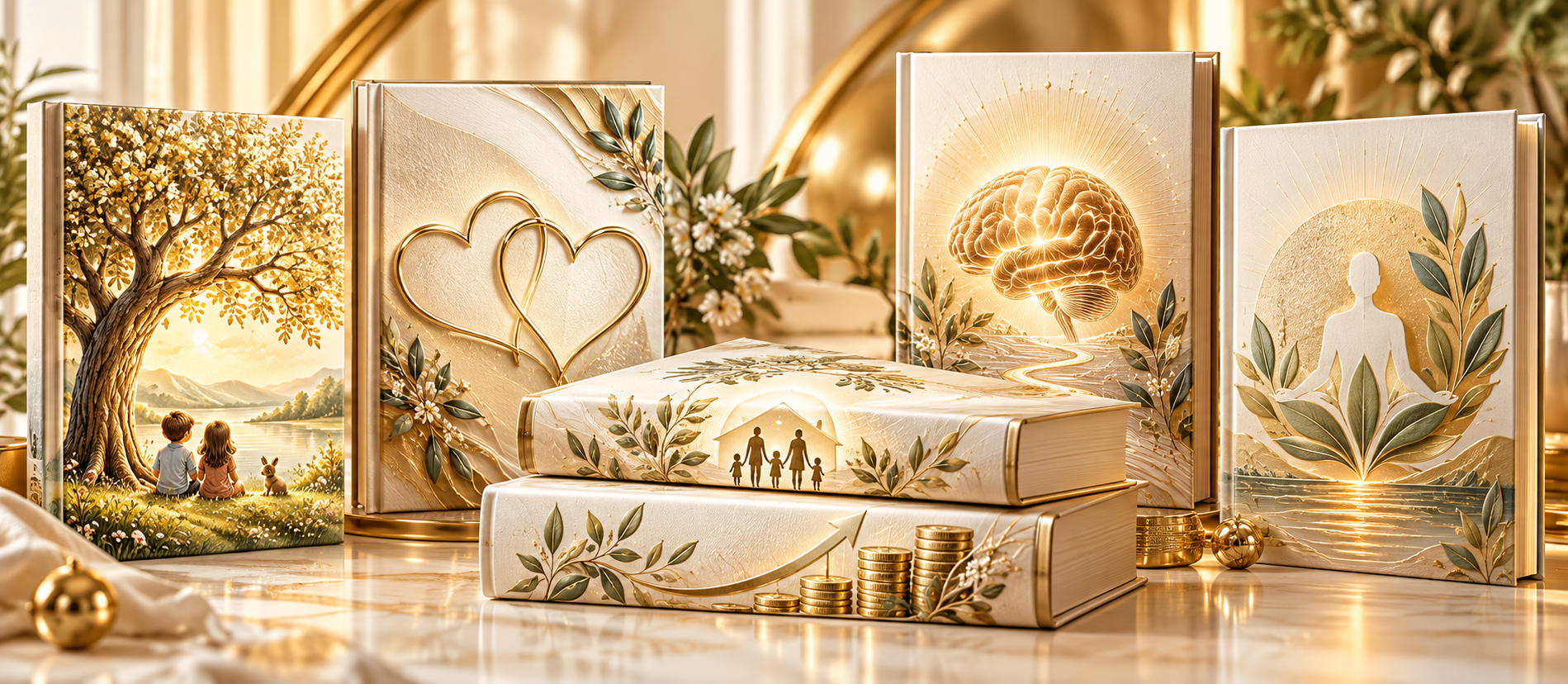 A coordinated collection representing Pastor Anita's published book, relationship guide, and four professional workbooks